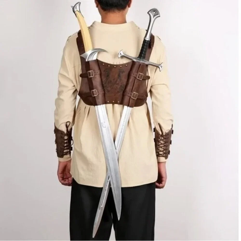 Medieval Viking Totem Sword Frog Adjustable Leather Double Sword Strap Backpack